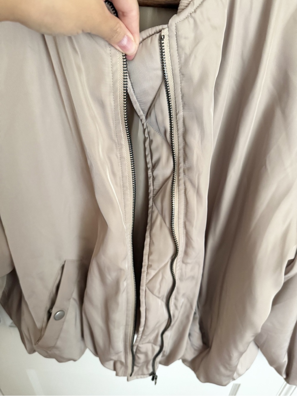 Olia Oversized Bomber Jacket Taupe - Lightweight Casual Bomber - Picture 10 of 14